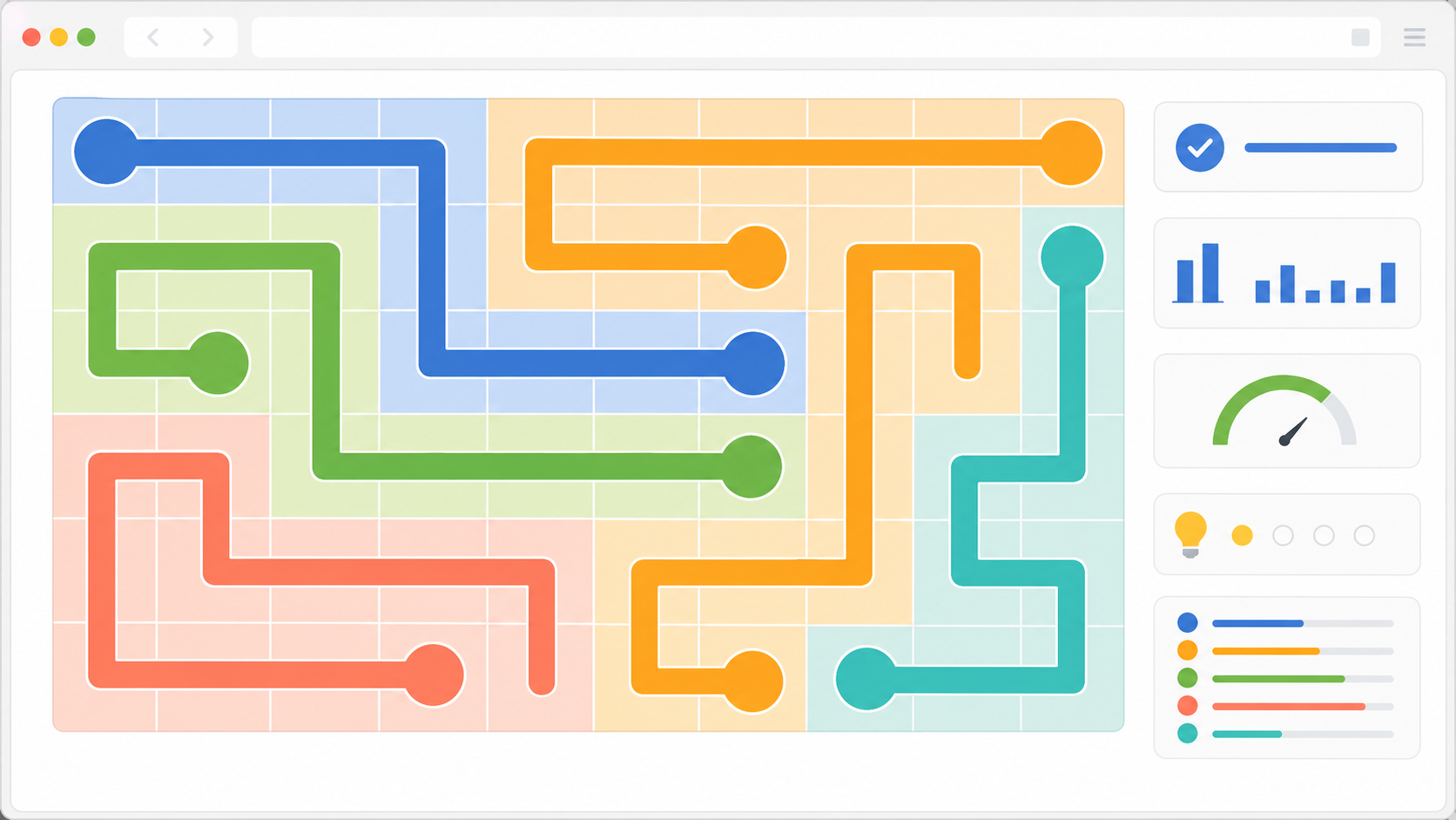 Path Connection Puzzle Solver Fill Every Cell result with every grid square covered